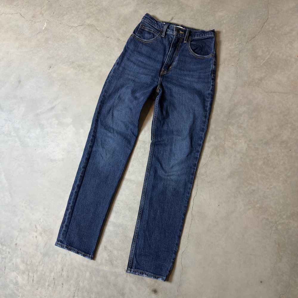 Levi's High Rise Straight Leg Jeans Womens 24 Dark Blue Minimalist Heritage - Picture 1 of 6